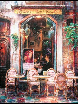 Artworks in 150 Subjects Painting - demi lune cafe cityscape modern city scenes